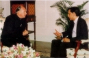 Mawlana Hazar Imam being interviewed by Imran Aslam at Governor's House, Karachi  2000-10-26